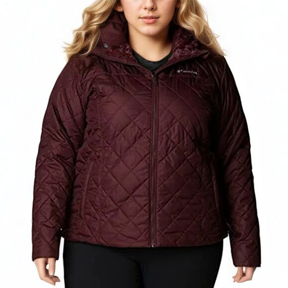 NWT Columbia Women's Copper Crest Faux Fur Lined Hooded Jacket Malbec 2X - Picture 1 of 8